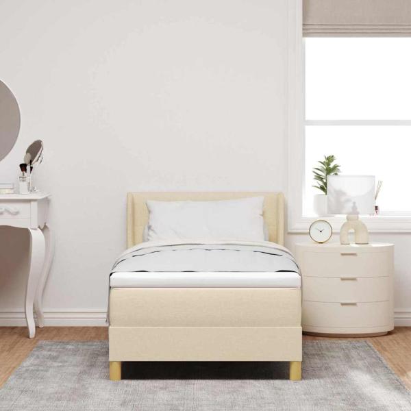 Boxspringbett mit Matratze Creme 100x200 cm Stoff