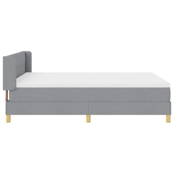 Hellgraues Boxspringbett mit Matratze 140x190 cm