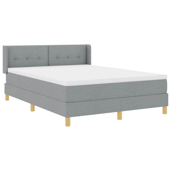 Hellgraues Boxspringbett mit Matratze 140x190 cm
