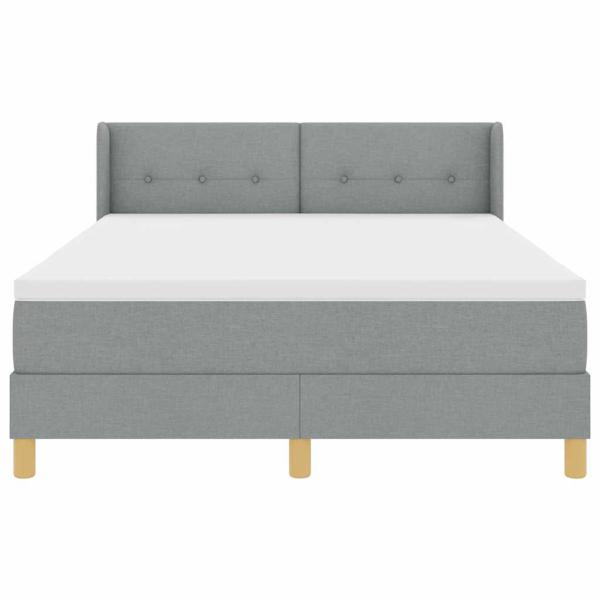 Hellgraues Boxspringbett mit Matratze 140x190 cm