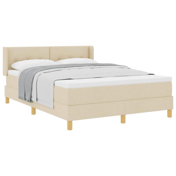Boxspringbett mit Matratze Creme 140x190 cm Stoff