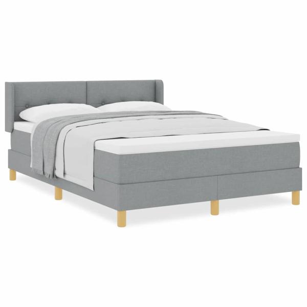 Boxspringbett mit Matratze Hellgrau 140x200 cm Stoff