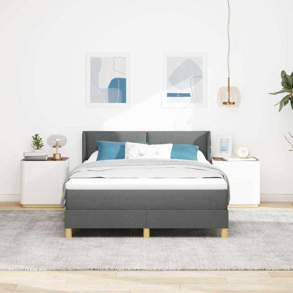 Boxspringbett mit Kopfteil Dunkelgrau 200 x 160 cm Stoff