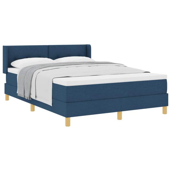 Blaues Stoff-Boxspringbett mit Matratze 160x200 cm