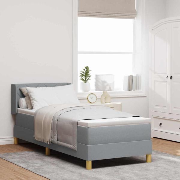 ARDEBO.de - Boxspringbett mit Matratze Hellgrau 80x200 cm Stoff