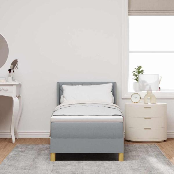 Boxspringbett mit Matratze Hellgrau 80x200 cm Stoff