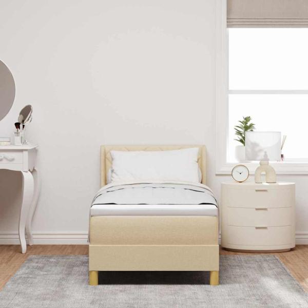 ARDEBO.de - Boxspringbett mit Matratze Creme 80x200 cm Stoff