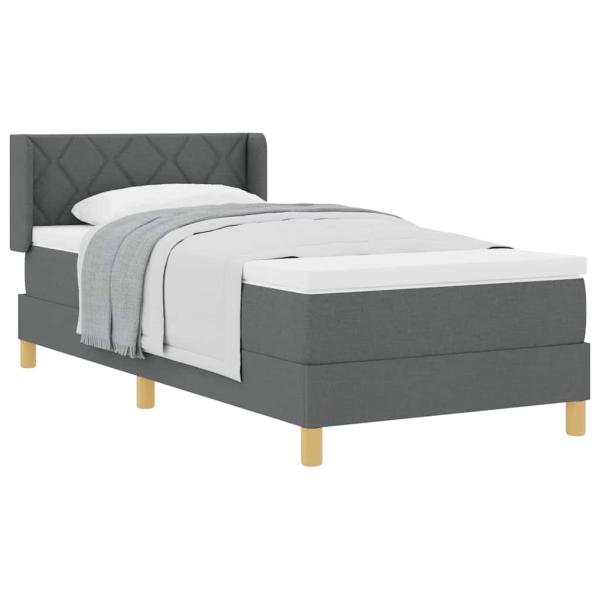 Boxspringbett mit Matratze Dunkelgrau 90x200 cm Stoff