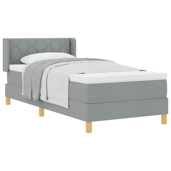 Boxspringbett mit Matratze Hellgrau 100x200 cm Stoff