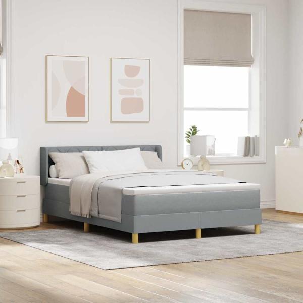 ARDEBO.de - Boxspringbett mit Matratze Hellgrau 140x200 cm Stoff