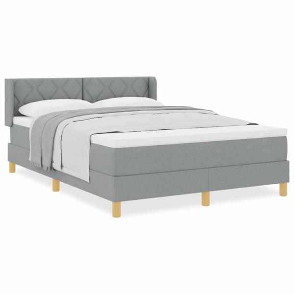 Boxspringbett mit Matratze Hellgrau 140x200 cm Stoff