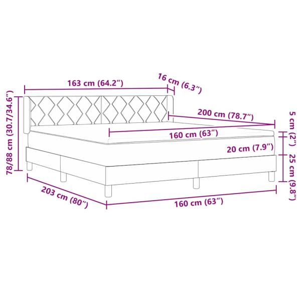Boxspringbett mit Matratze Hellgrau 160x200 cm Stoff