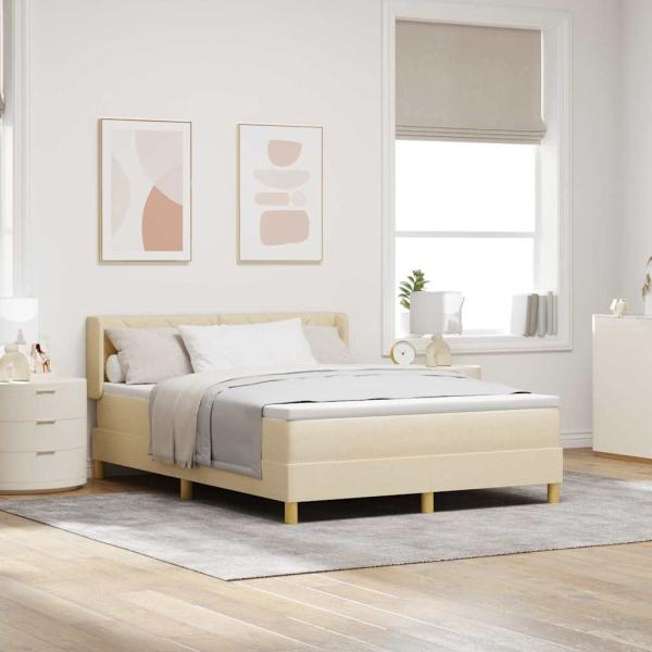 ARDEBO.de - Boxspringbett mit Matratze Creme 160x200 cm Stoff