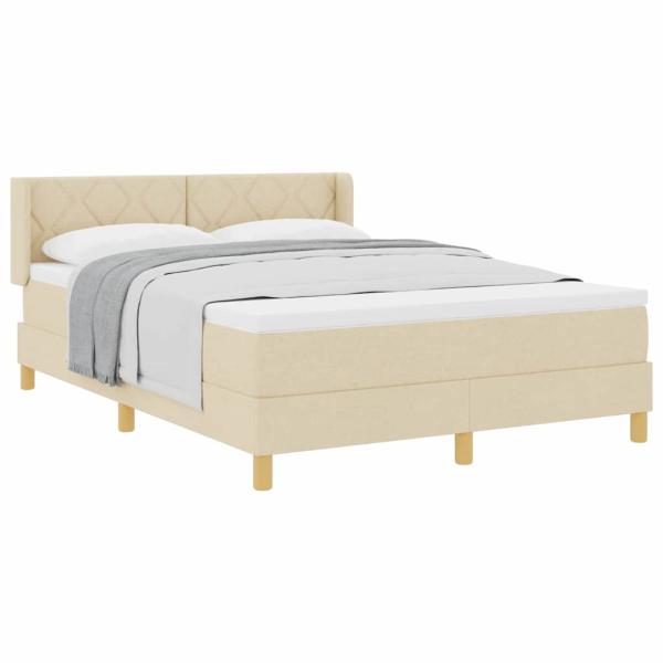 Boxspringbett mit Matratze Creme 160x200 cm Stoff