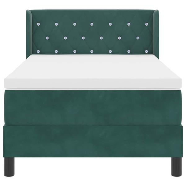 Boxspringbett mit Matratze Dunkelgrün 90x190 cm Samt