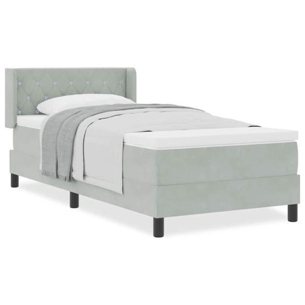 Boxspringbett mit Matratze Hellgrau 90x200 cm Samt
