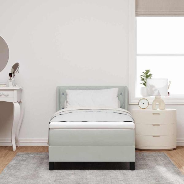 Boxspringbett mit Matratze Hellgrau 90x200 cm Samt