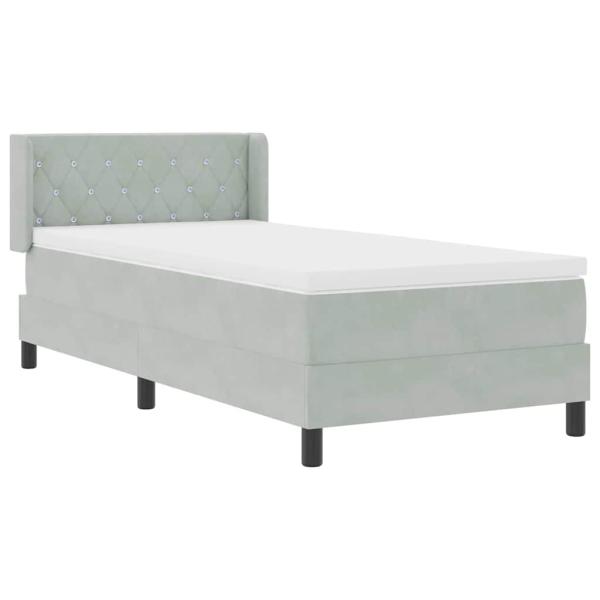 Boxspringbett mit Matratze Hellgrau 90x200 cm Samt