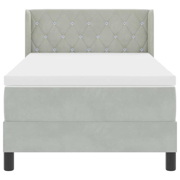 Boxspringbett mit Matratze Hellgrau 90x200 cm Samt