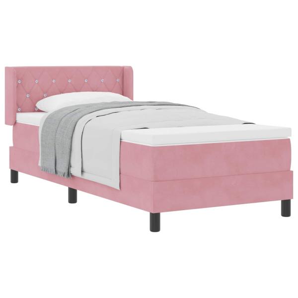 Boxspringbett mit Matratze Rosa 90x200 cm Samt