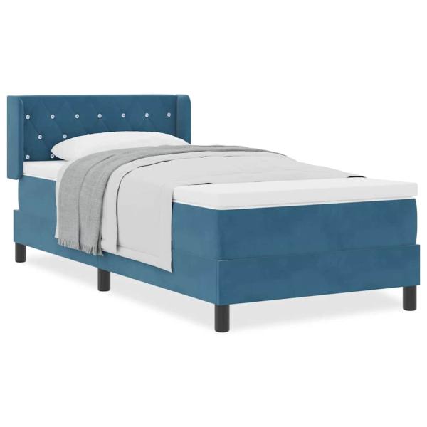 Boxspringbett mit Matratze Dunkelblau 100x200 cm Samt