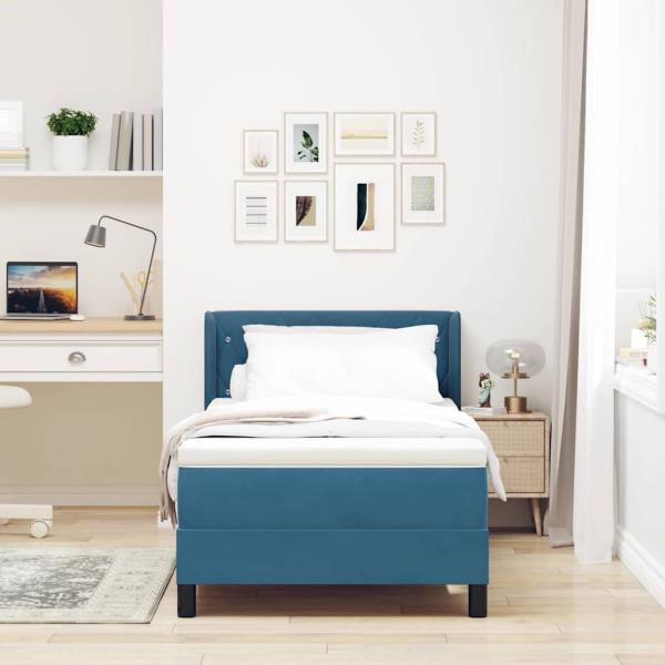 Boxspringbett mit Matratze Dunkelblau 100x200 cm Samt