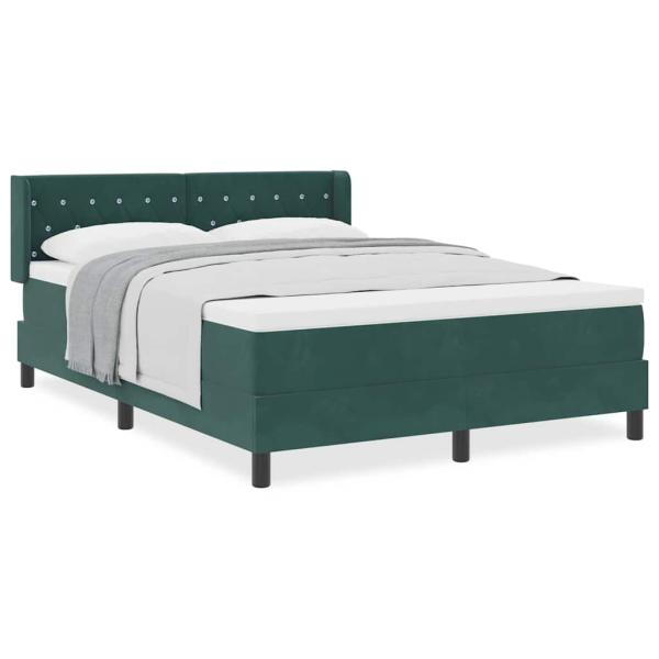 Boxspringbett mit Matratze Dunkelgrün 140x190 cm Samt