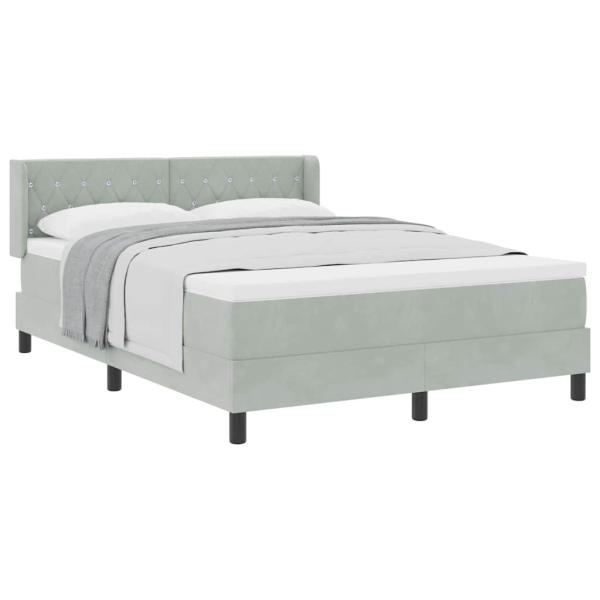 Boxspringbett mit Matratze Hellgrau 140x200 cm Samt