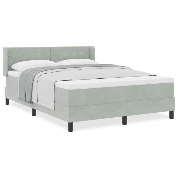 Boxspringbett mit Matratze Hellgrau 140x200 cm Samt
