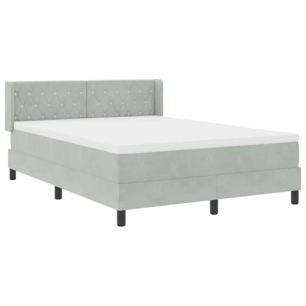 Boxspringbett mit Matratze Hellgrau 140x200 cm Samt