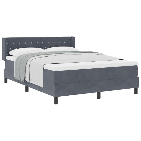 Boxspringbett mit Matratze Dunkelgrau 140x200 cm Samt