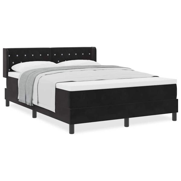 Boxspringbett mit Matratze Schwarz 140x200 cm Samt
