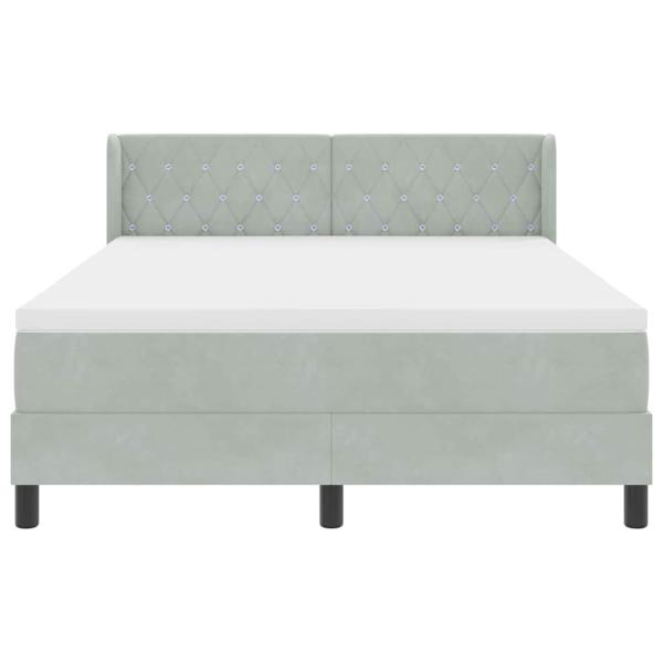 Boxspringbett mit Kopfteil Hellgrau 200 x 160 cm Samt
