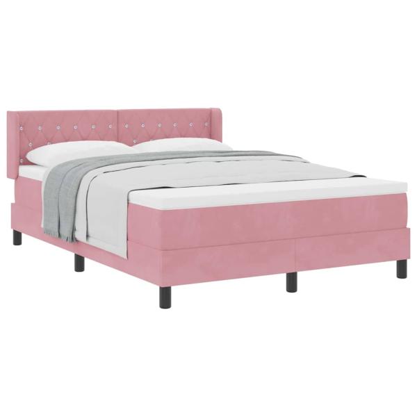 Boxspringbett mit Matratze Rosa 160x200 cm Samt