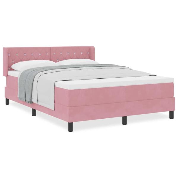 Boxspringbett mit Matratze Rosa 160x200 cm Samt