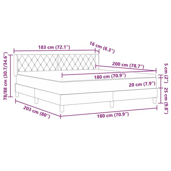 ARDEBO.de - Boxspringbett mit Matratze Dunkelgrau 180x200 cm Samt