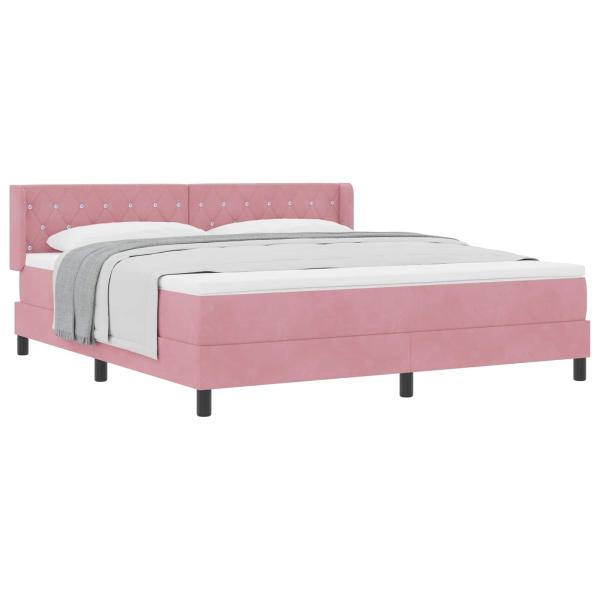 Boxspringbett mit Matratze Rosa 180x200 cm Samt