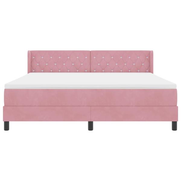 Boxspringbett mit Matratze Rosa 180x200 cm Samt