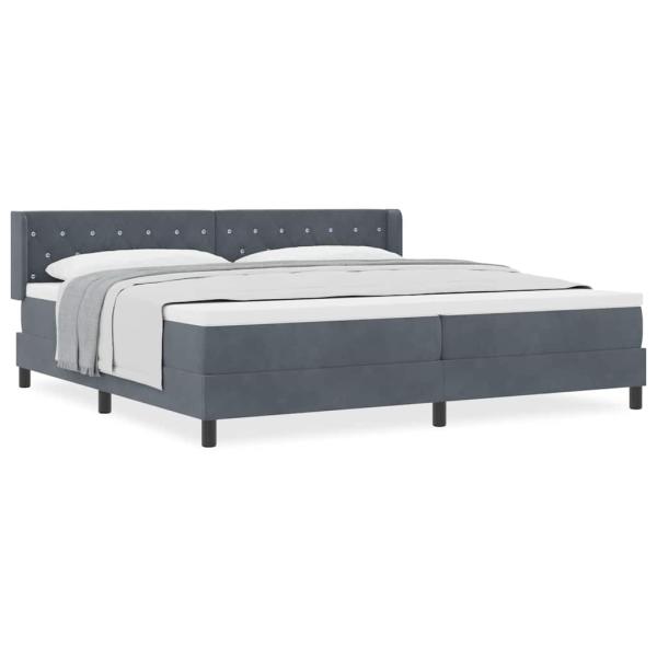 Boxspringbett mit Matratze Dunkelgrau 200x200 cm Samt