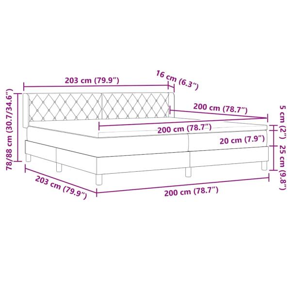 Boxspringbett mit Matratze Schwarz 200x200 cm Samt