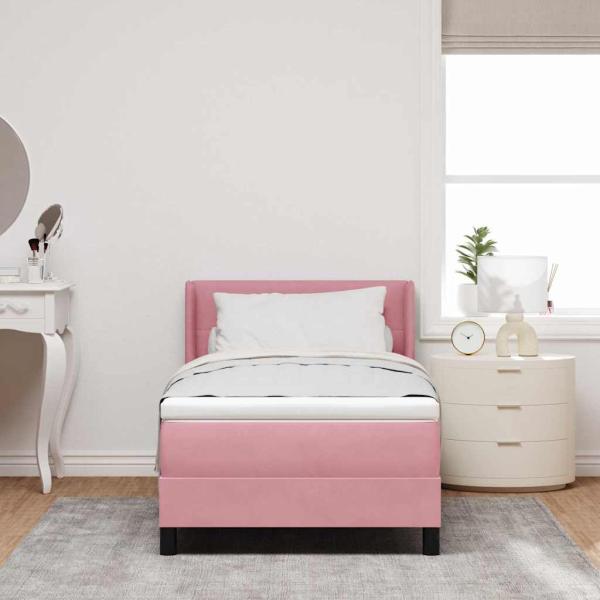Boxspringbett mit Matratze Rosa 80x200 cm Samt