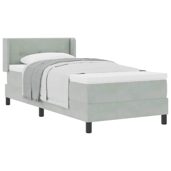 Boxspringbett mit Matratze Hellgrau 90x190 cm Samt
