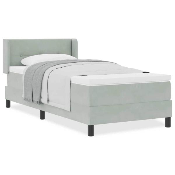 Boxspringbett mit Matratze Hellgrau 90x190 cm Samt
