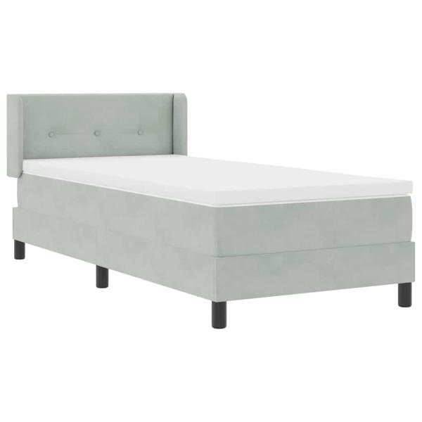 Boxspringbett mit Matratze Hellgrau 90x190 cm Samt