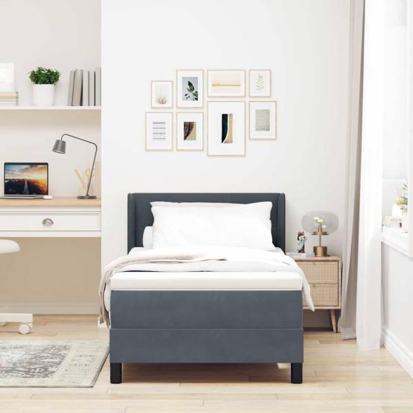 Boxspringbett mit Matratze Dunkelgrau 100x200 cm Samt