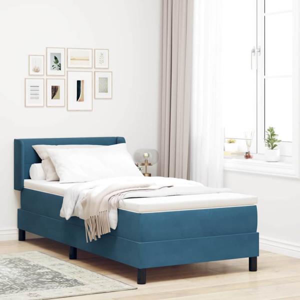 ARDEBO.de - Boxspringbett mit Matratze Dunkelblau 100x200 cm Samt