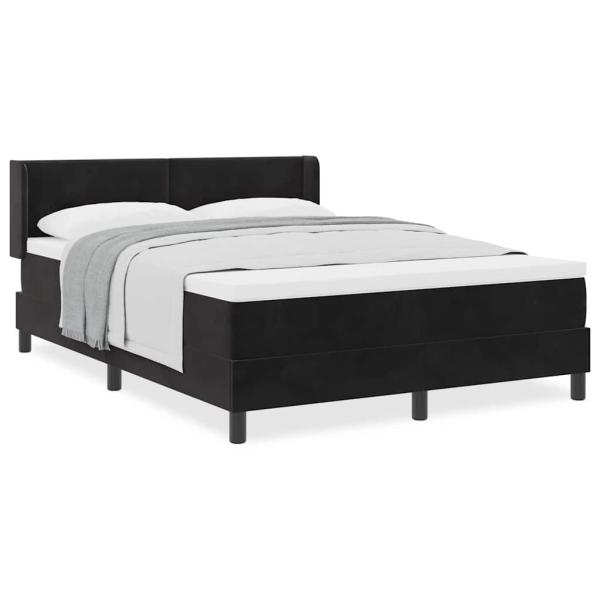 Boxspringbett mit Matratze Schwarz 140x200 cm Samt