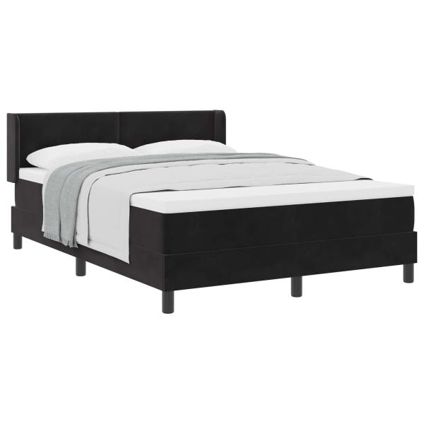 Boxspringbett mit Kopfteil Schwarz 200 x 140 cm Samt