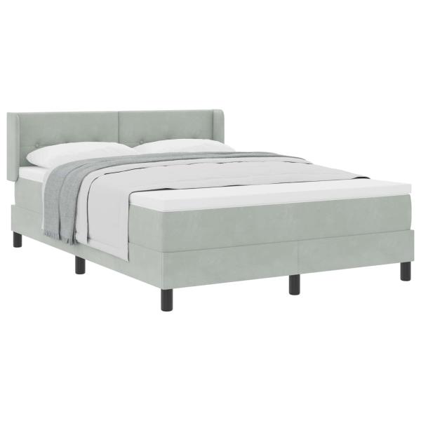 Boxspringbett mit Kopfteil Hellgrau 200 x 160 cm Samt
