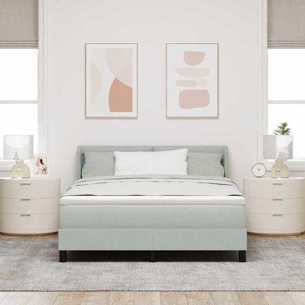 Boxspringbett mit Kopfteil Hellgrau 200 x 160 cm Samt